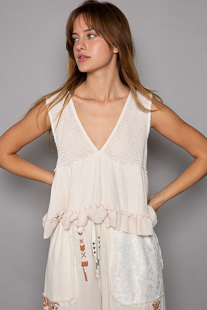 NO LONGER THERE CROPPED BABYDOLL TOP