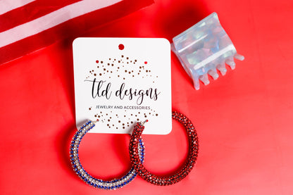 Red & Blue Glitter Hoops