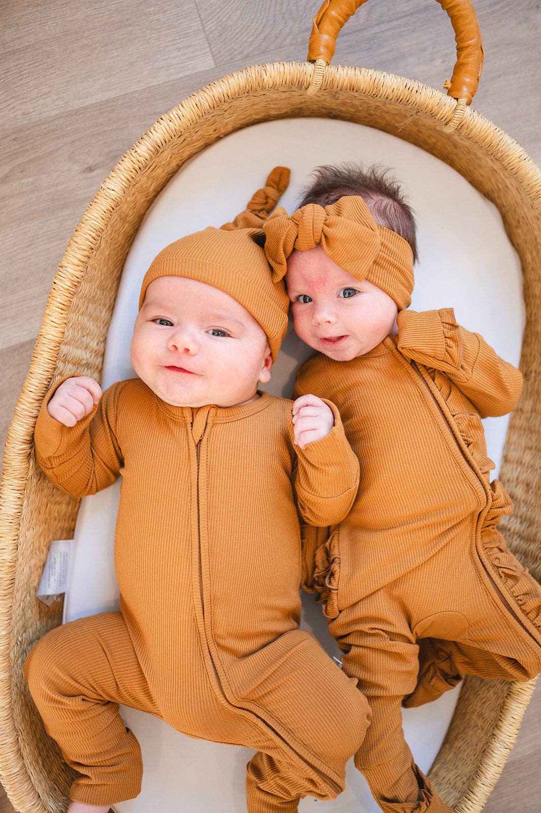 Zipper Romper - Caramel Ribbed