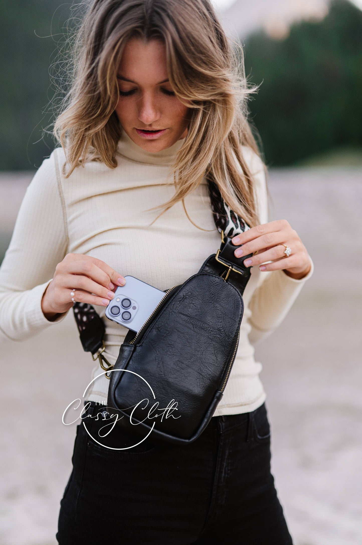 Sarah Shoulder Sling Bag - Black Boho