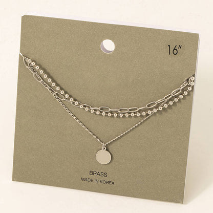 Disc Charm Layered Chain Necklace