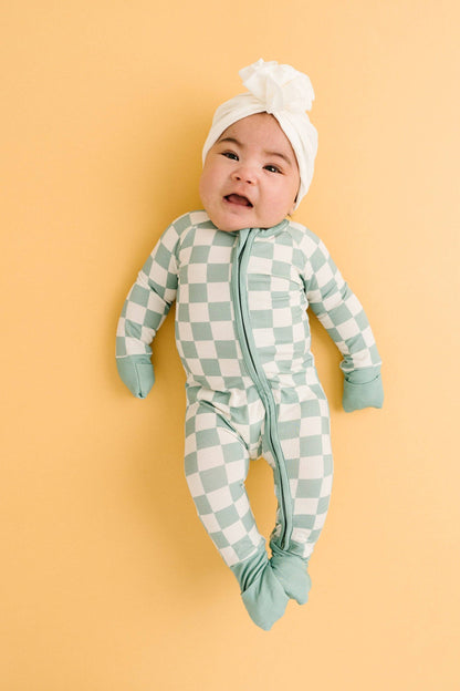 Seafoam Checkered Bamboo Sleeper