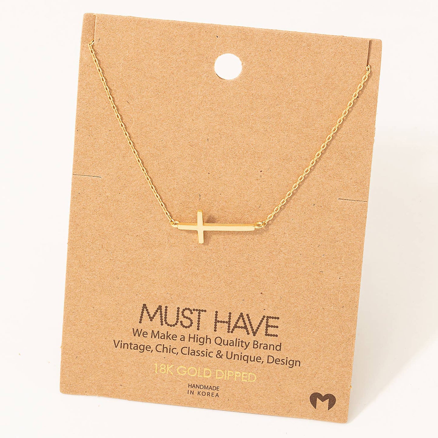 Side Cross Pendant Necklace