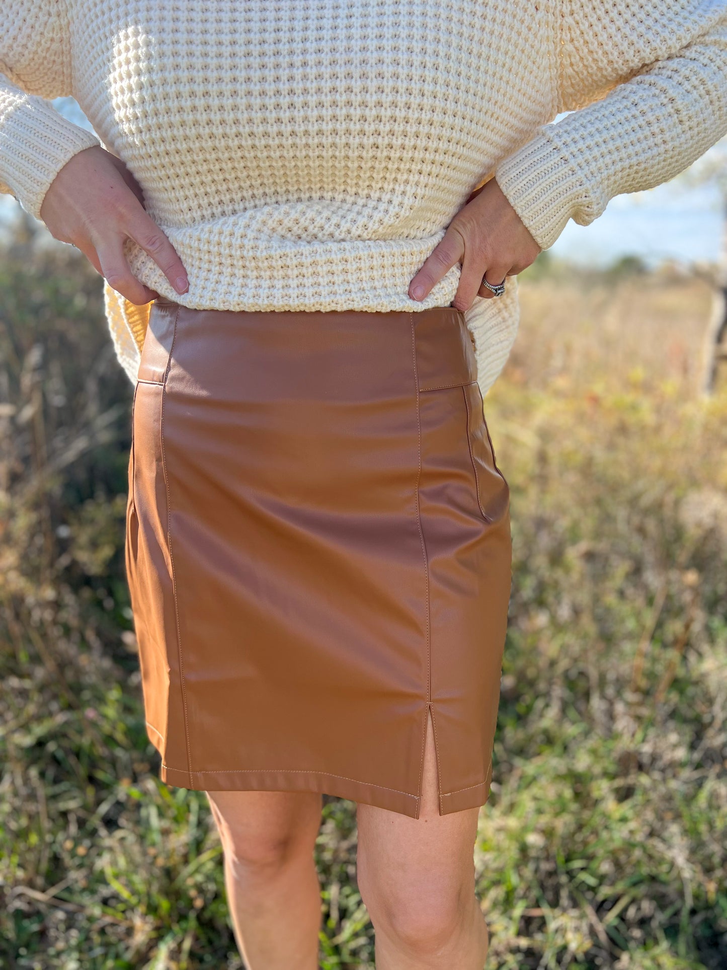 Chestnut Luxe Leather Skirt