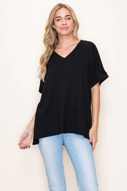 I REMEMBER EVERYTHING BABY RIB V NECK TOP