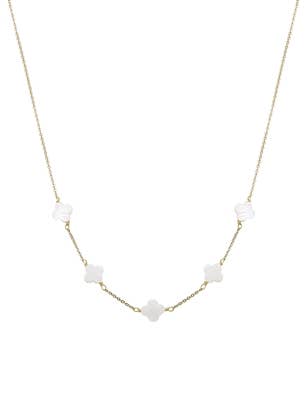 Gold Chain with Pearlized Clover Shell Necklace