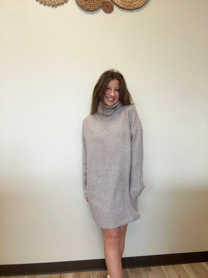 TURTLE NECK KNIT SWEATER DRESS