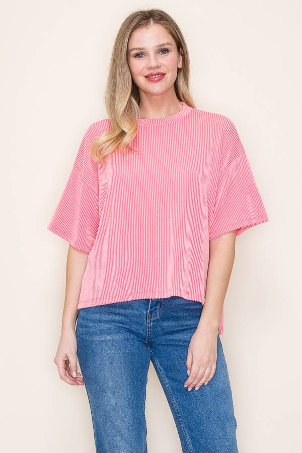 EVERYDAY ESSENTIAL RIBBED ROUND NECK CROP TOP