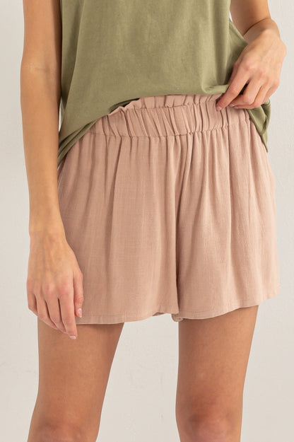 MAKE YOUR POINT LINEN PAPERBAG SHORTS