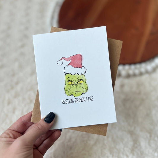 Resting Grinch Face Greeting Card