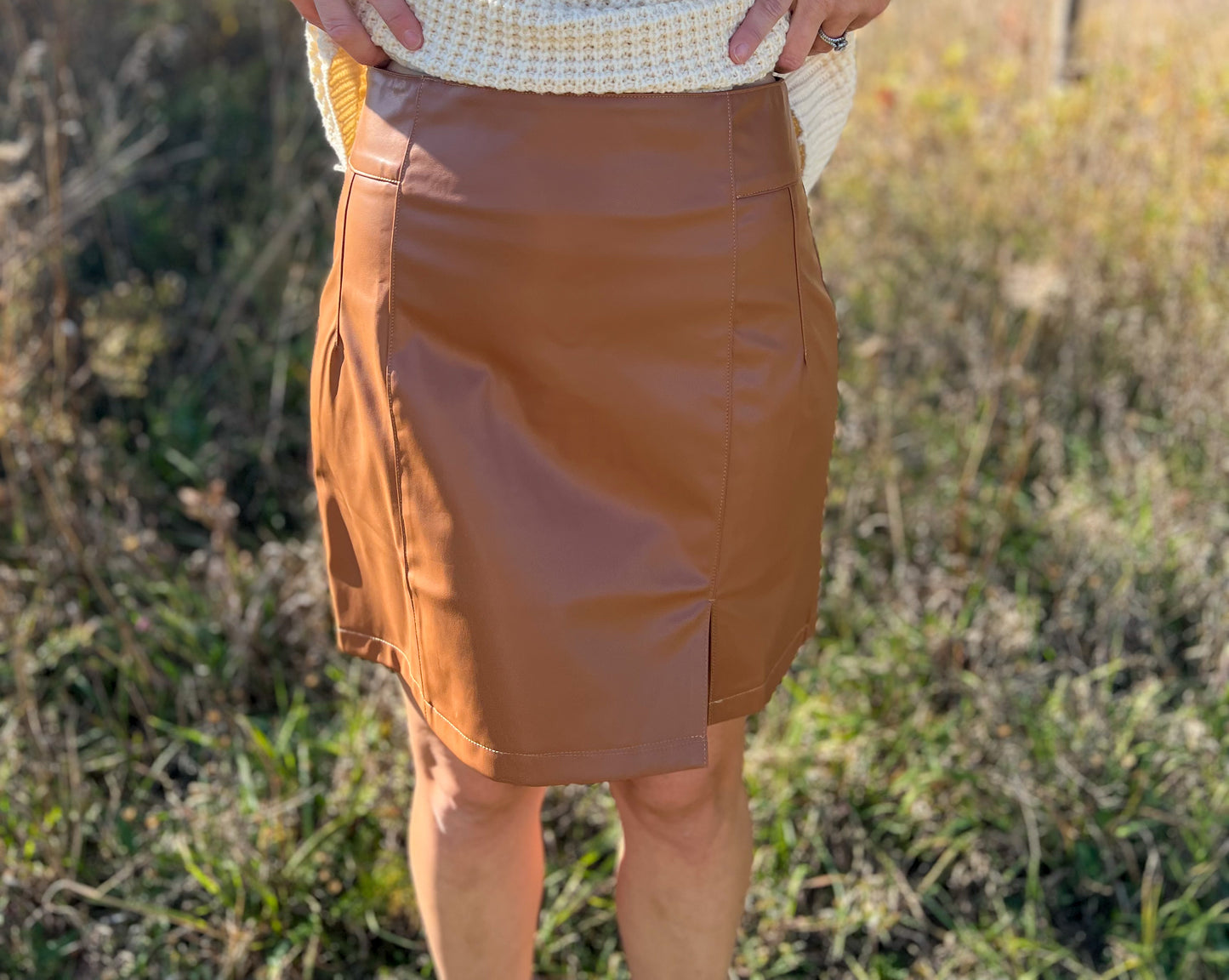 Chestnut Luxe Leather Skirt