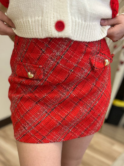 Red Sparkle Mini Skirt