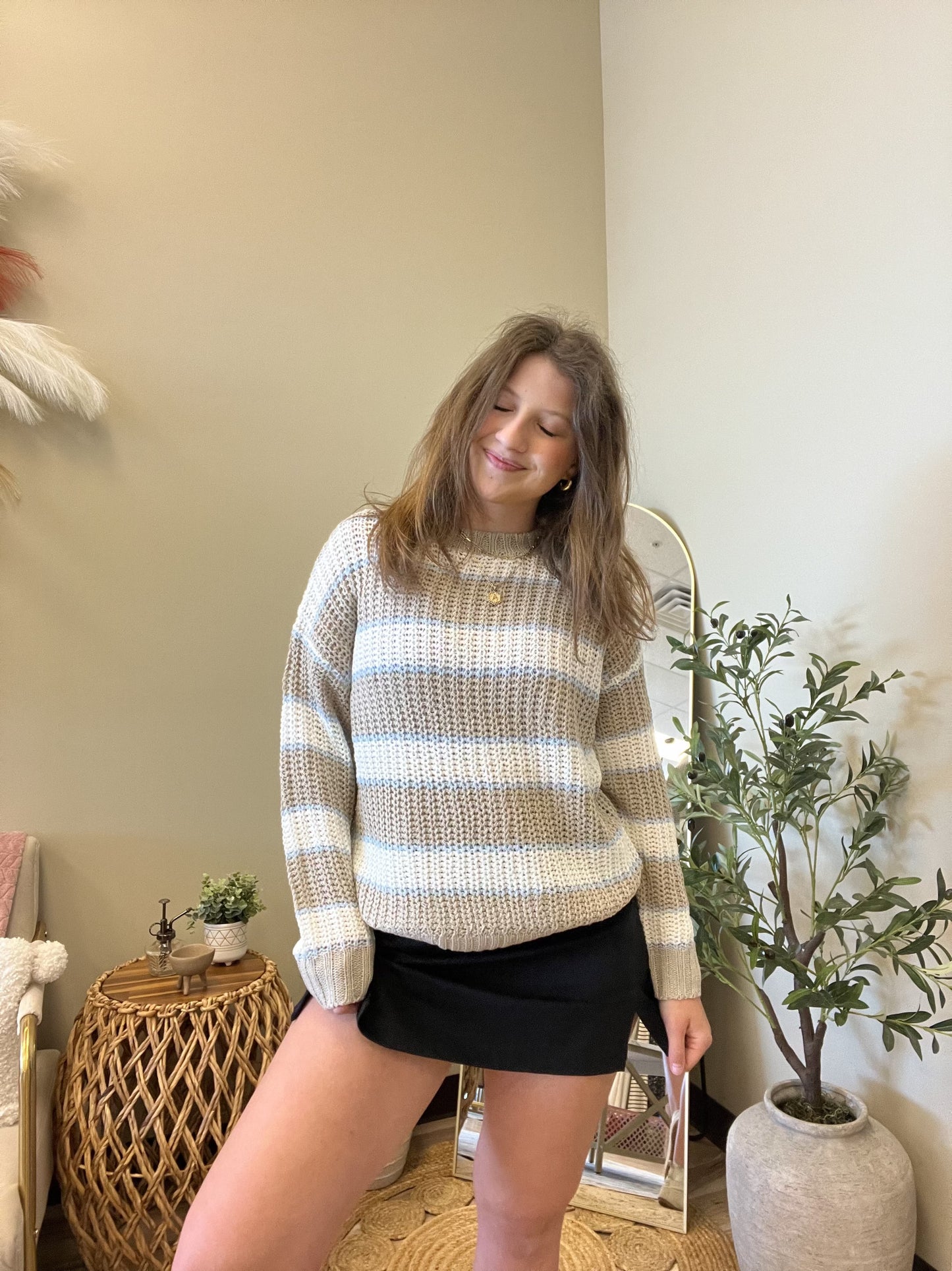 Coastal Stripes Crochet Sweater