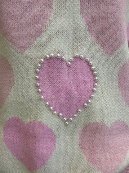 Pink Pearl Heart Sweater