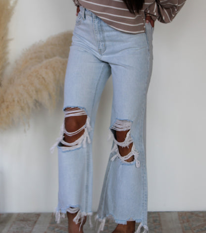 THE HARPER- SUPER HIGH RISE CROP FLARE JEANS