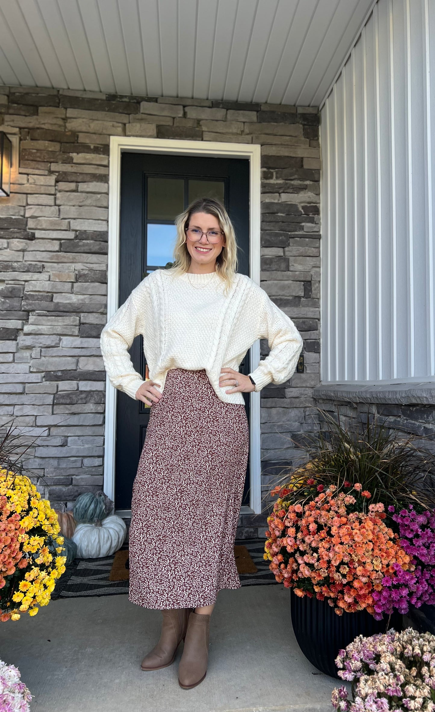 Autumn Bloom Midi Skirt