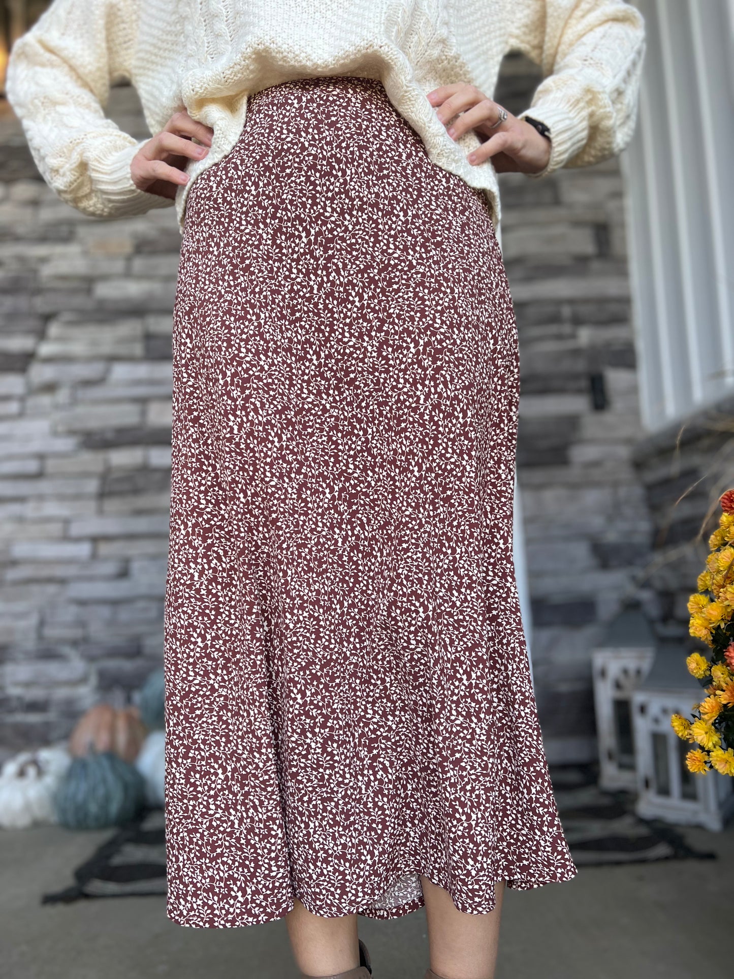 Autumn Bloom Midi Skirt