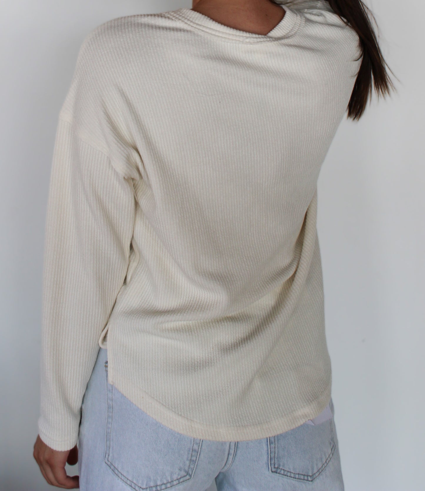 SEARCHING FOR NEW WAYS- HALF BUTTON V NECK LONG SLEEVE