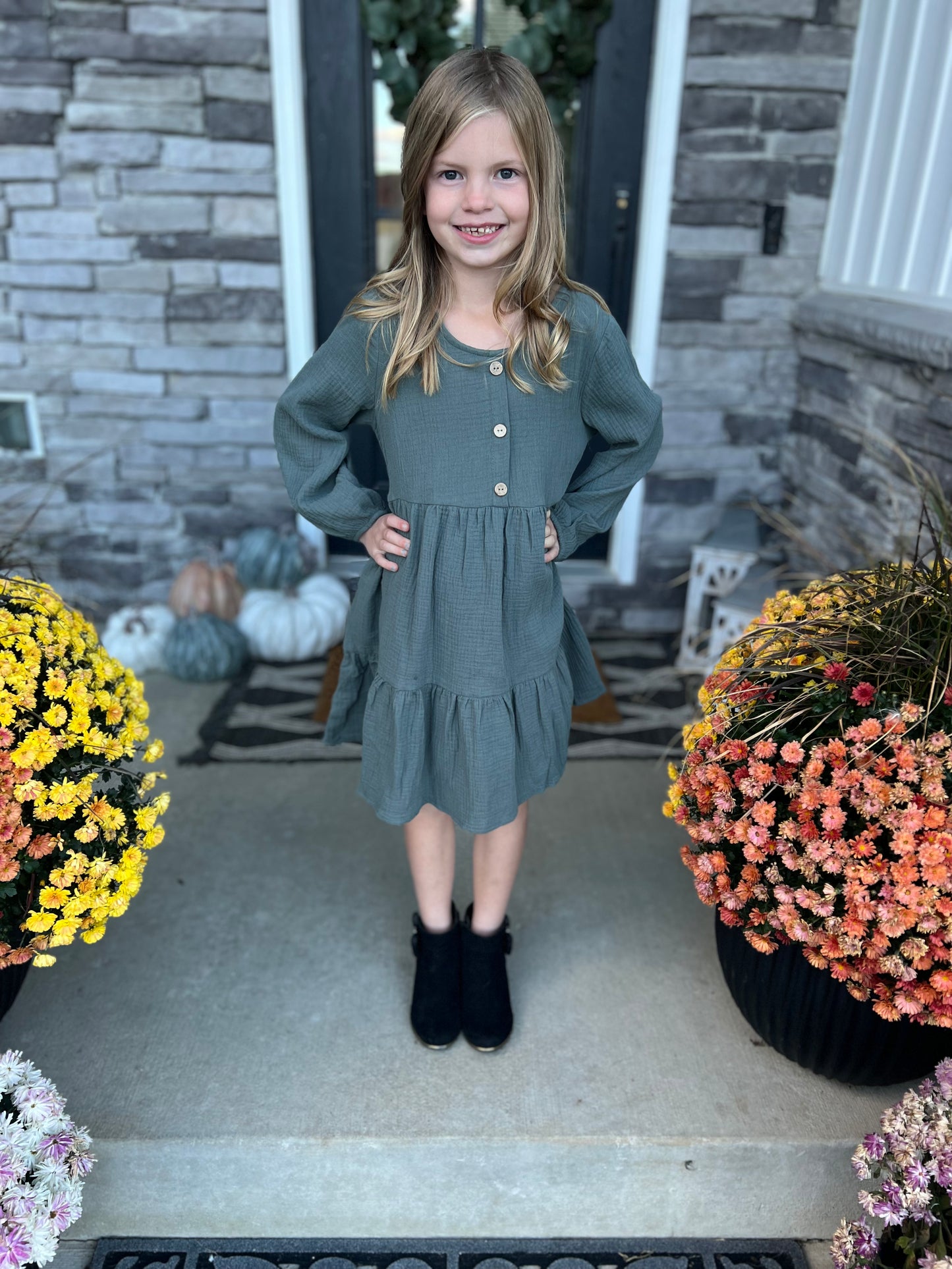 Girls Autumn Pine Bliss Dress