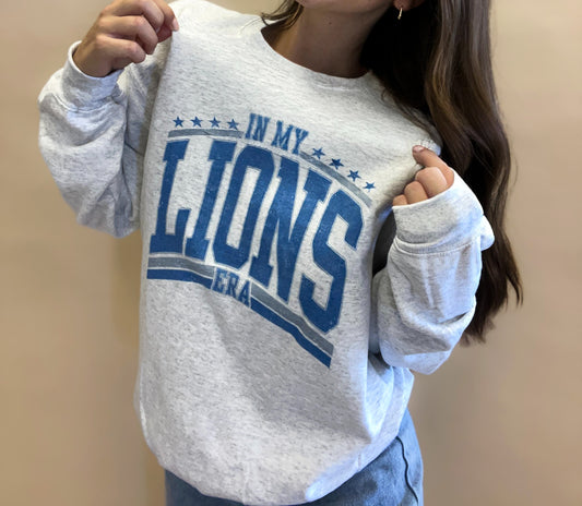 IN MY LIONS ERA,Crewneck Pullover: Ash