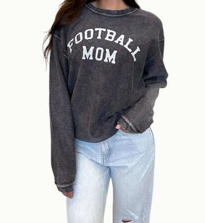 FOOTBALL MOM Thermal Vintage Pullover