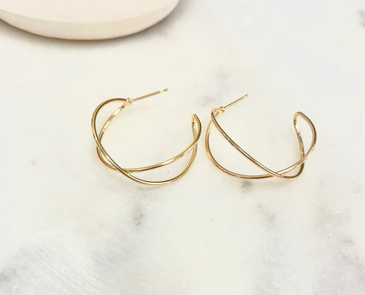 Gold Double Hoops