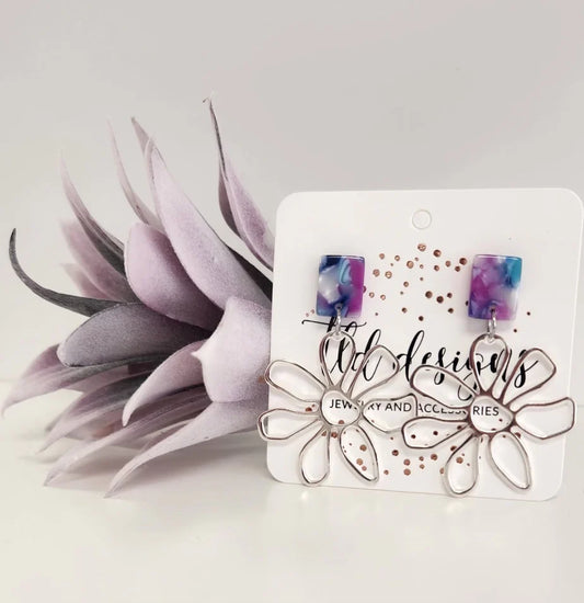 Purple Daisy Earrings