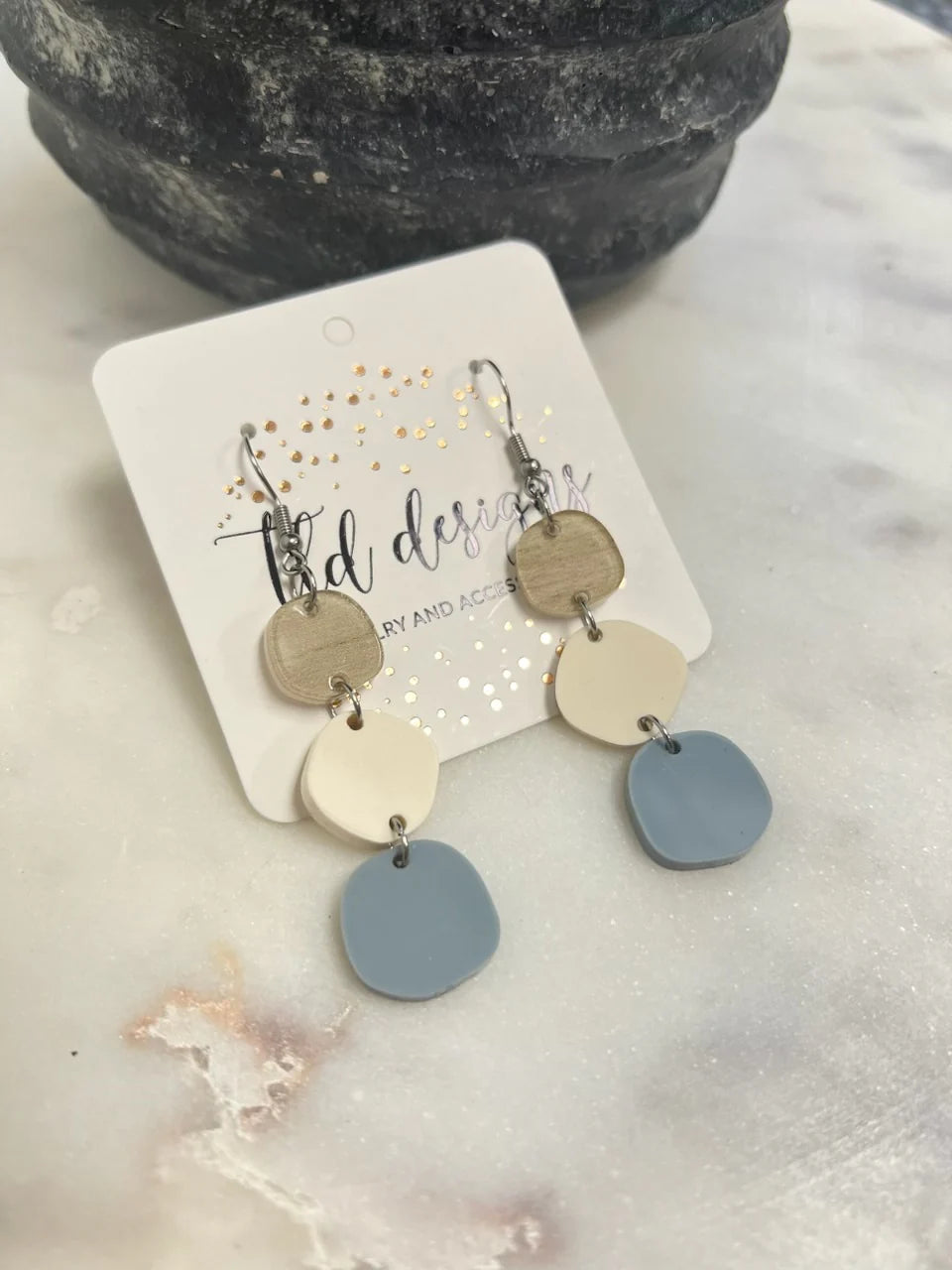 Triple Stone Acrylic Earrings