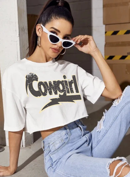 COWGIRL BOWIE CROP TEE