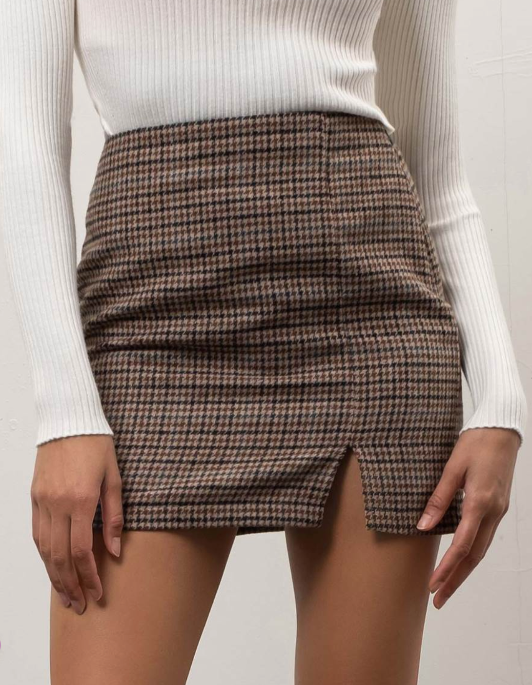 Be Here Forever Plaid Khaki Skirt