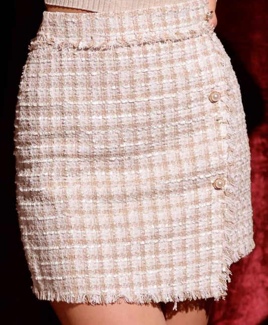 WITHOUT OR WITHOUT YOU CREAM TWEED SKIRT