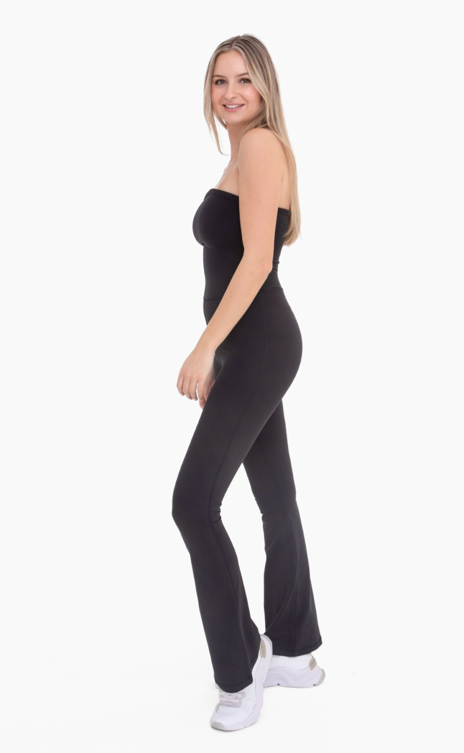 Thats so Fetch Strapless Full Length Flared Jumpsuit