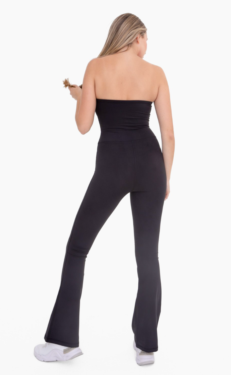 Thats so Fetch Strapless Full Length Flared Jumpsuit