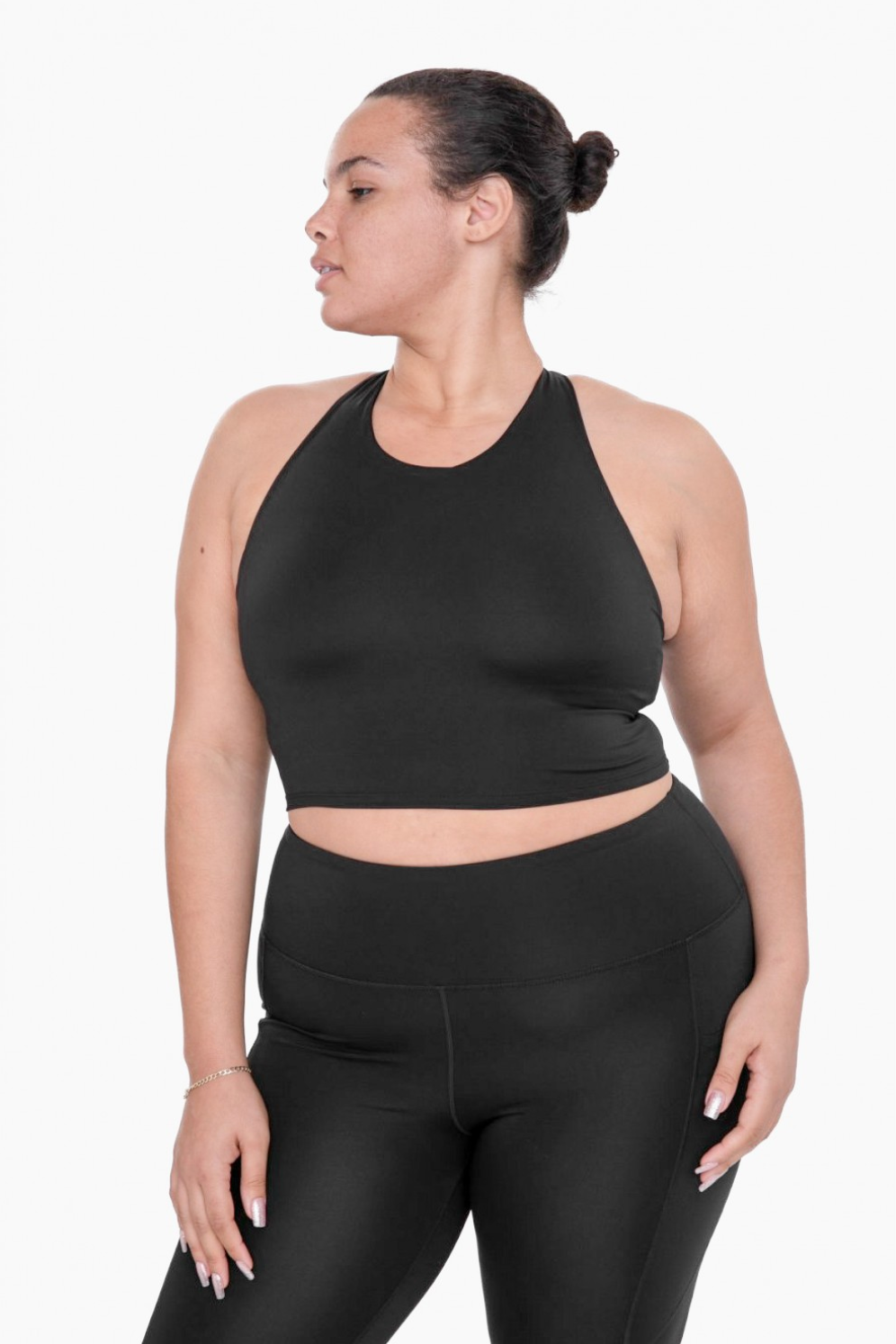 CURVY Strap Back Cropped Top with Built-In Sports Bra