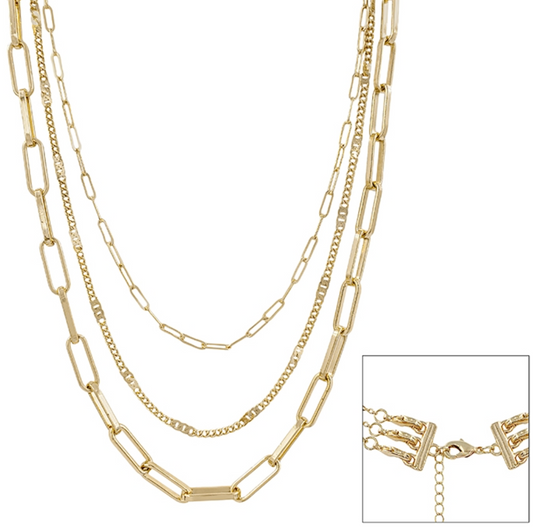 Gold Three Layered  Necklace