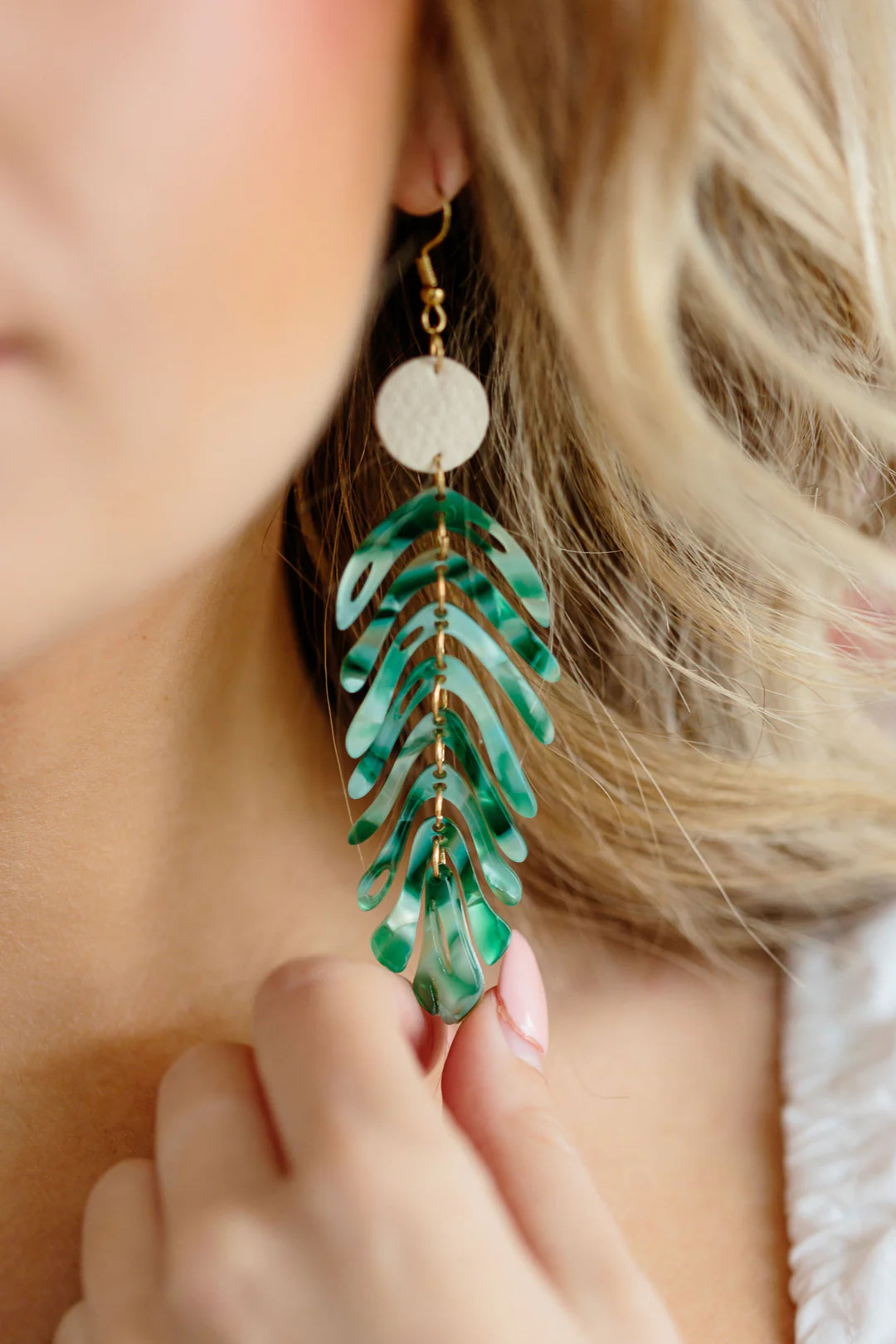 Green Palm Earrings