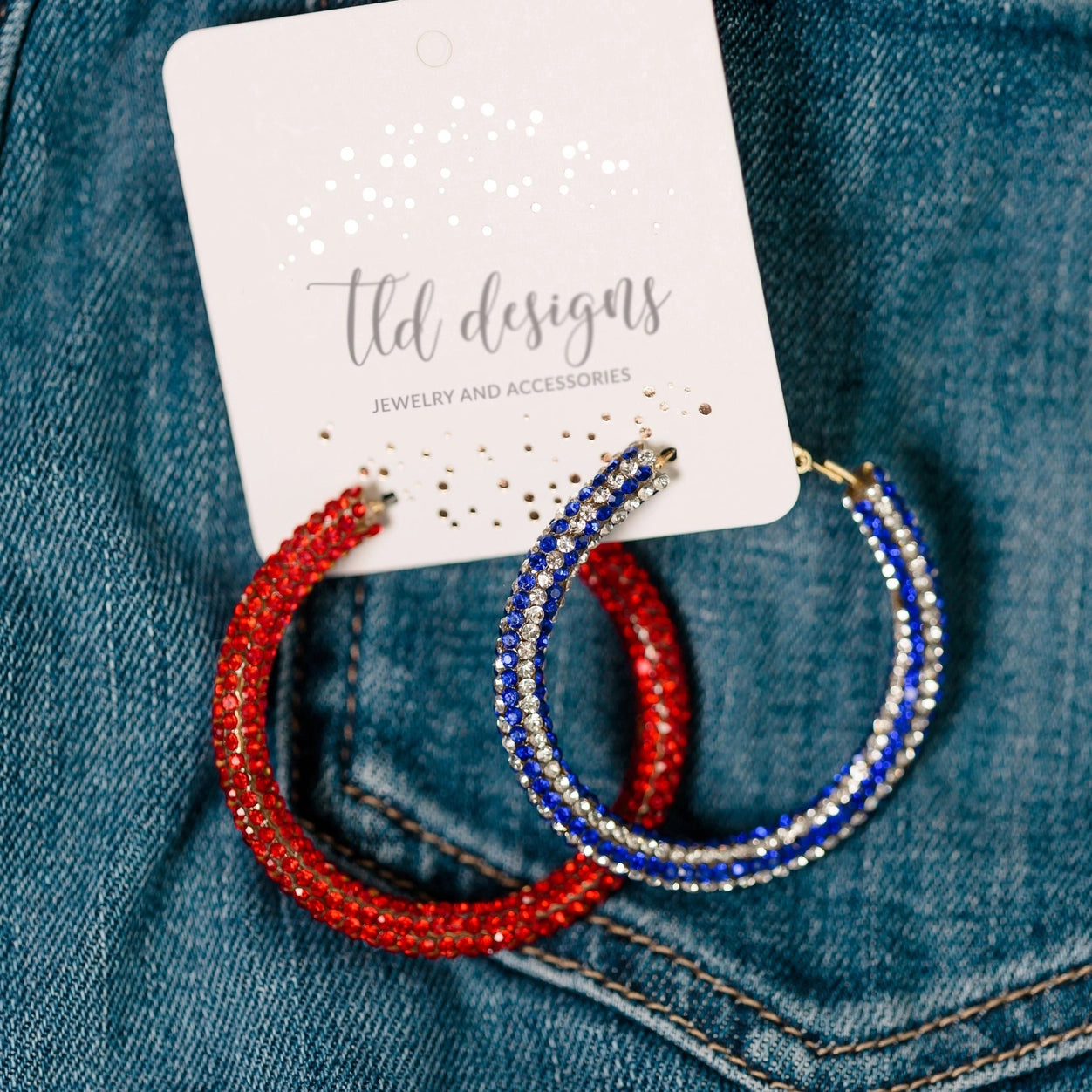 Red & Blue Glitter Hoops