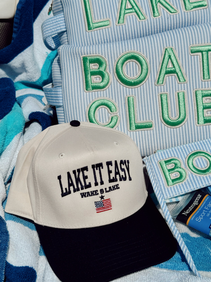Lake It Easy - Navy Vintage Trucker Hat