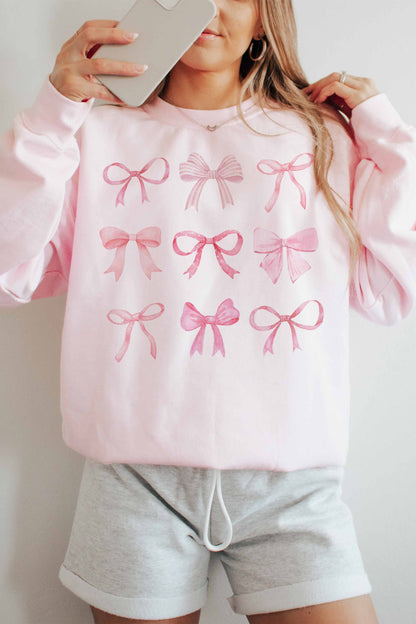 Pink Bows Gallery Oversized Graphic Sweatshirt