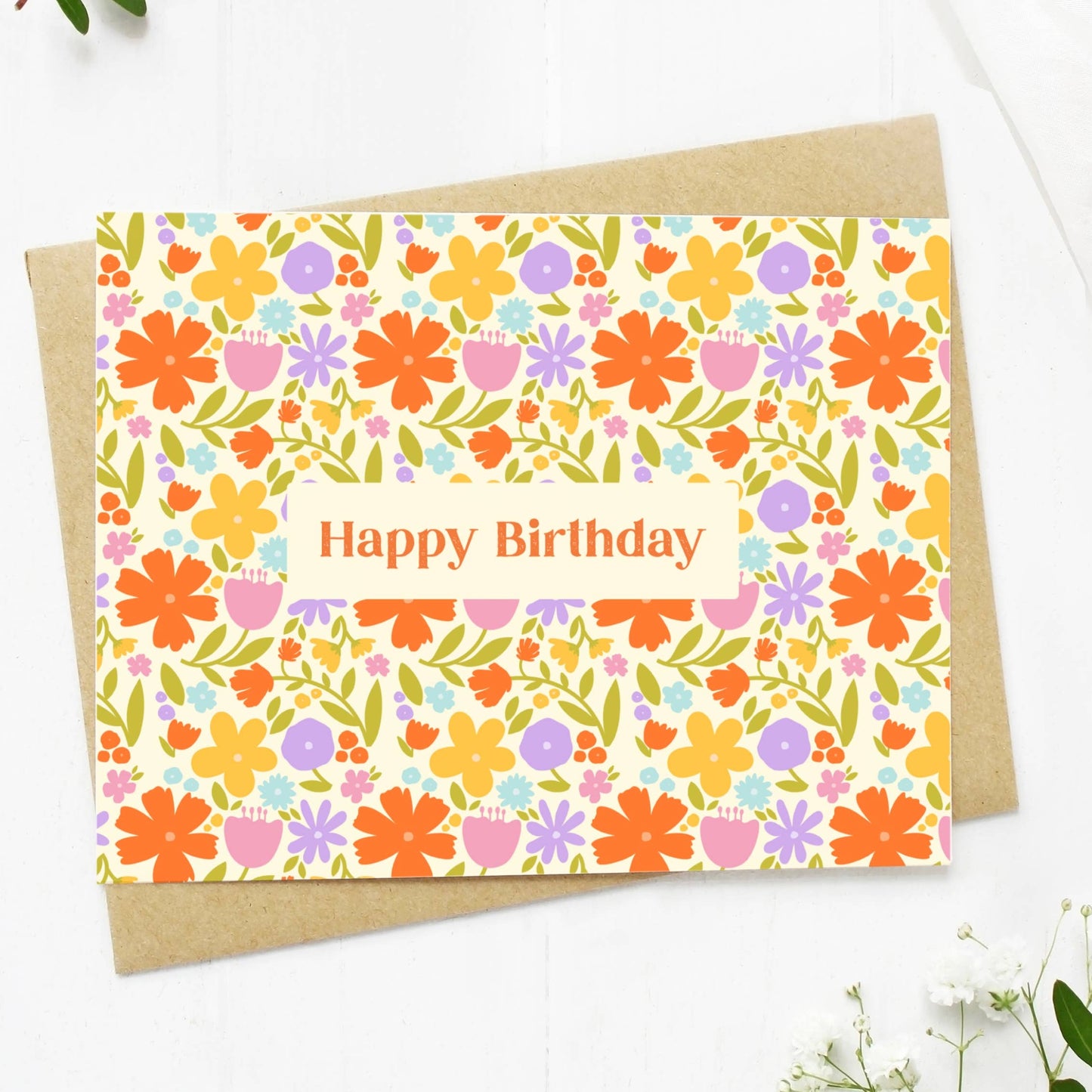 "Happy Birthday" Floral Greeting Card