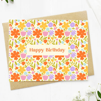 "Happy Birthday" Floral Greeting Card