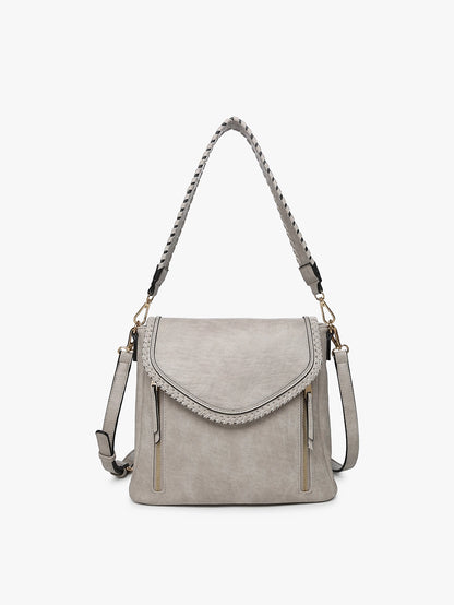 Lorelei Double Zip Whipstitch Trim Crossbody