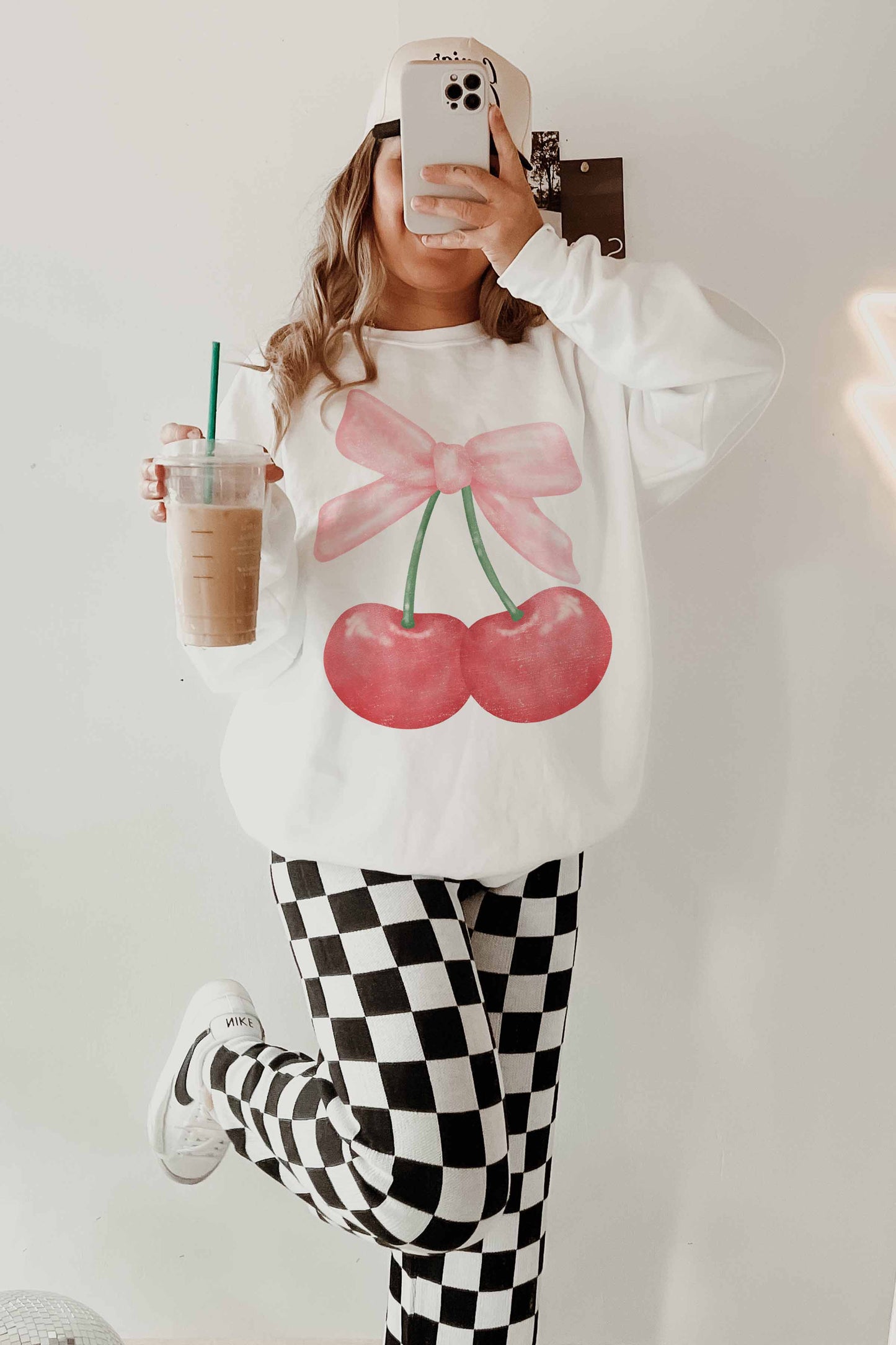 CHERRY RIBBON VALENTINES OVERSIZED SWEATSHIRTS