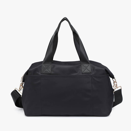 Navy Nylon Weekender w/ Dual Handles: Black