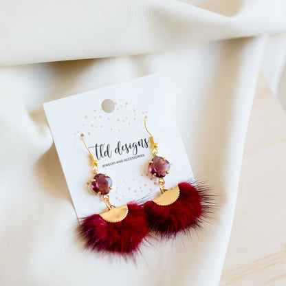 Berry Bling Puff Earrings