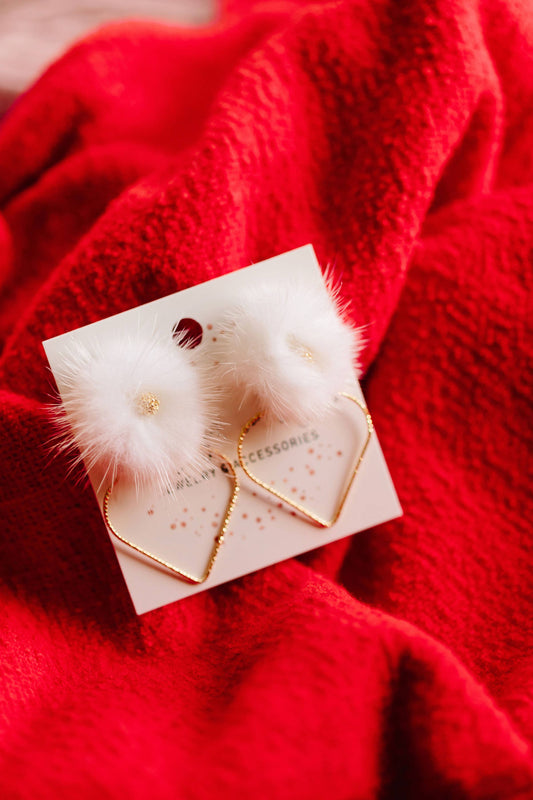 White Heart Puffs Earrings