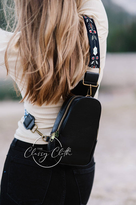 Sarah Shoulder Sling Bag - Black Boho