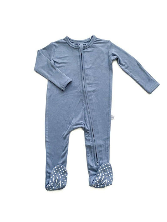 Zipper Footie - Dusty Blue