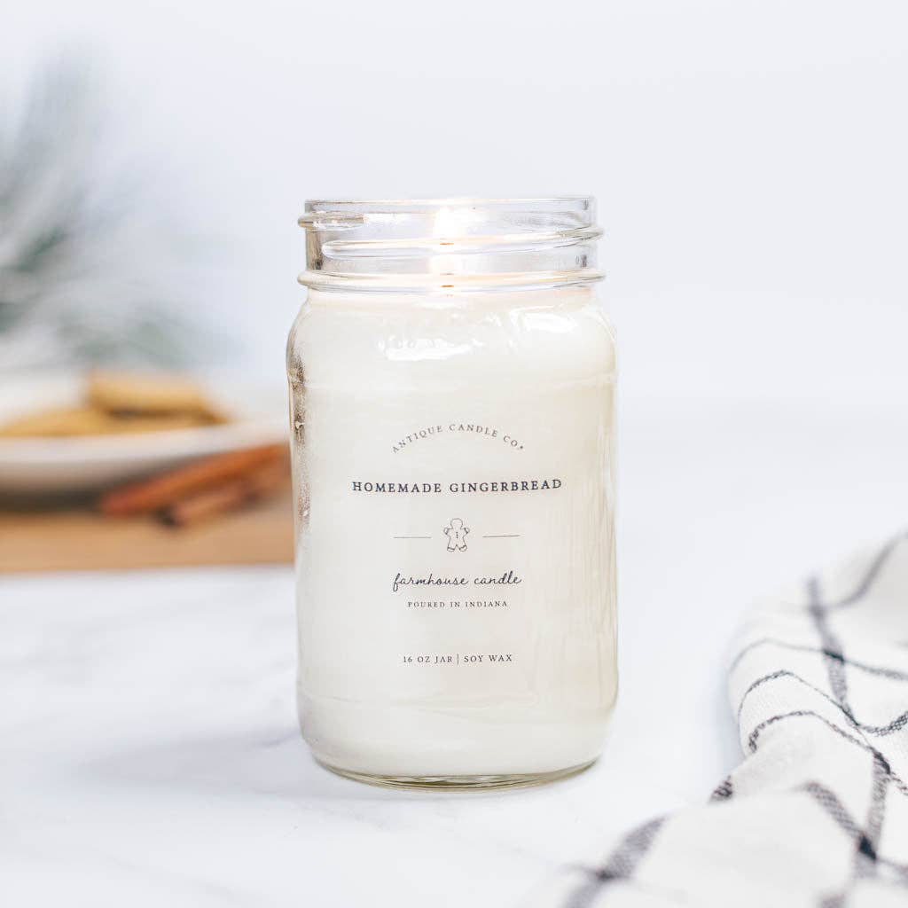 Soy Wax Mason Jar Candle - Homemade Gingerbread: 16 oz