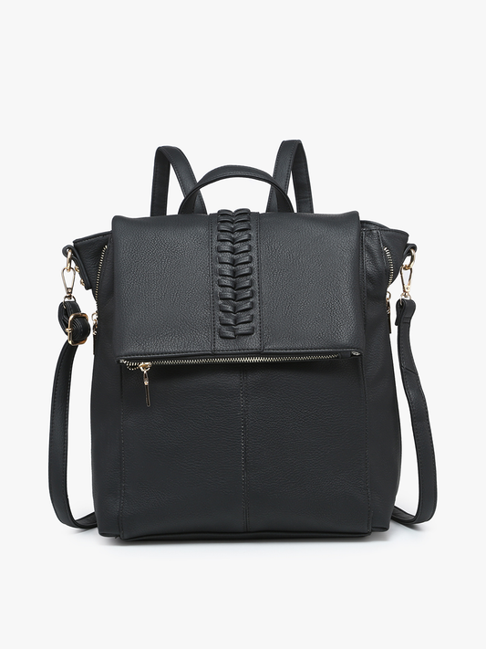 Vivian Distressed Convertible Backpack: Black
